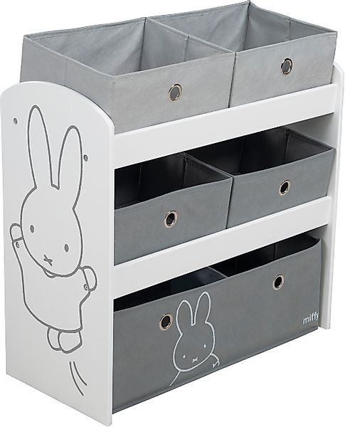 roba® Kinderregal »miffy®, grau«, inklusive 5 Stoffboxen in 2 Größen günstig online kaufen