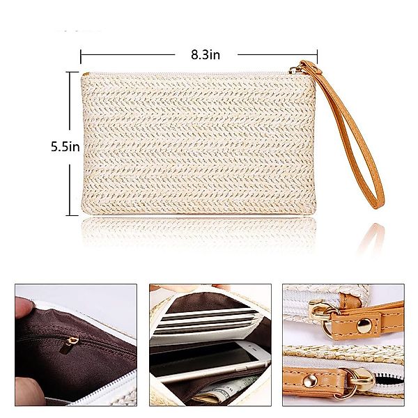Coonoor Clutch Bohemian Clutch Stroh, Damen günstig online kaufen