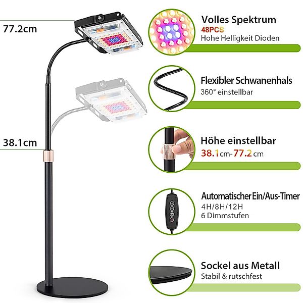 MUPOO Pflanzenlampe Vollspektrums Pflanzenlicht für Zimmerpflanzen,Höhenver günstig online kaufen