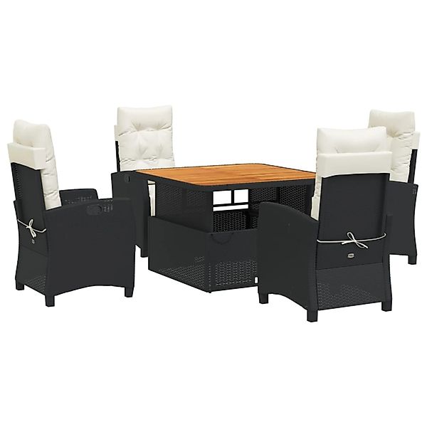 vidaXL 5-Tlg Garten-Essgruppe mit Kissen Schwarz Poly Rattan 3277378 günstig online kaufen