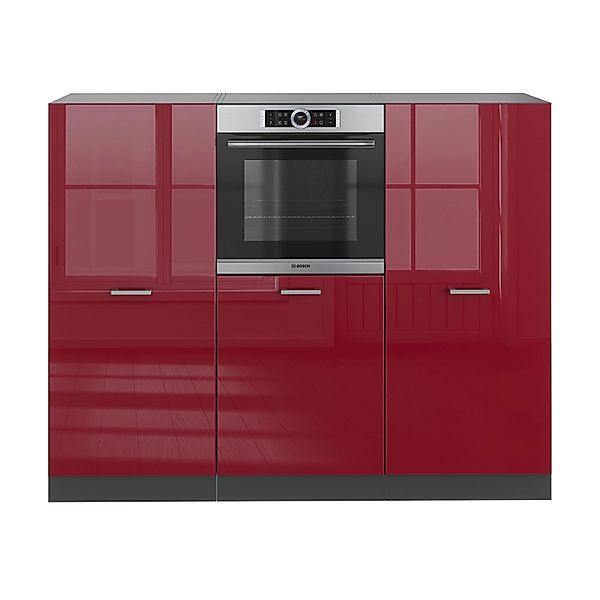 Vicco R-Line Küchenblock Bordeaux Hochglanz/Anthrazit 180 cm ohne Arbeitspl günstig online kaufen