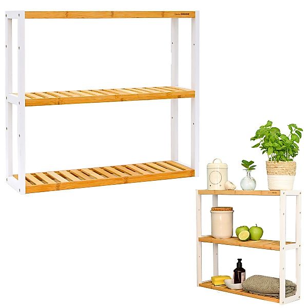 DuneDesign Regal Bambus Wandregal 60x54x15cm Bad günstig online kaufen