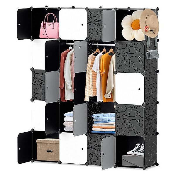 Clanmacy Kleiderschrank Kleiderschrank DIY Kombischrank, 20 Würfel Garderob günstig online kaufen