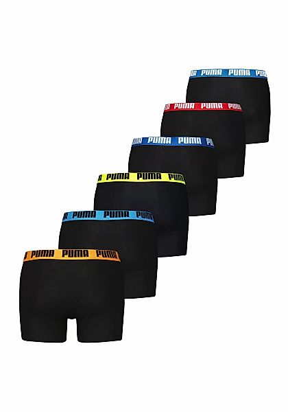 Puma 6-er Set Boxer Briefs Schwarz mit verschiedenfarbigem Webbund günstig online kaufen