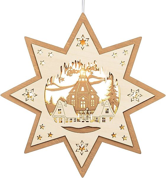 SIKORA Dekoobjekt FB02 Weihnachtsdekoration Fensterbild hängender Holz Ster günstig online kaufen