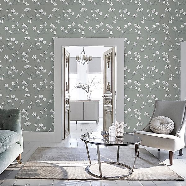 Laura Ashley Vliestapete Magnolia Grove Dusky Seaspray 10,05 x 0,52 m günstig online kaufen