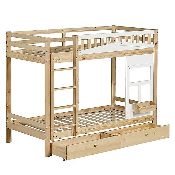 SOFTWEARY Etagenbett mit 2 Liegeflächen und Aufbewahrung (90x200cm), Kinder günstig online kaufen