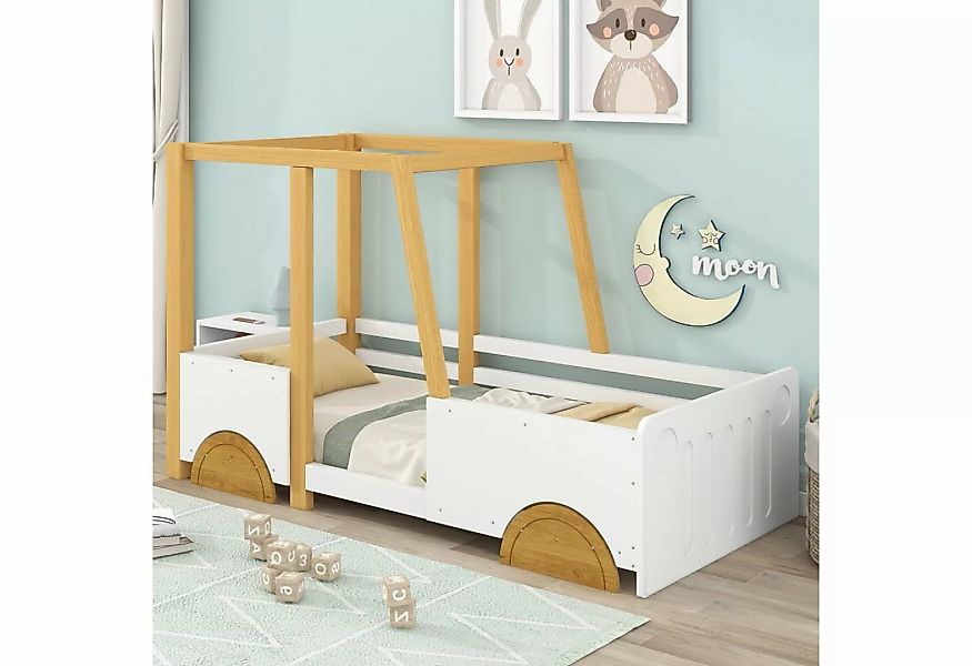 SOFTWEARY Kinderbett Autobett mit Rollrost (90x200 cm), Einzelbett mit Raus günstig online kaufen