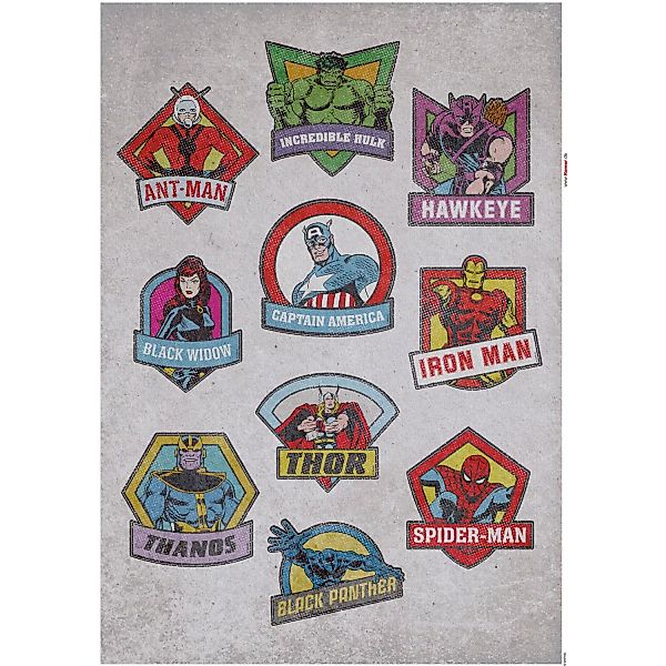 KOMAR Wandtattoo - Avengers Badges  - Größe 50 x 70 cm mehrfarbig Gr. one s günstig online kaufen