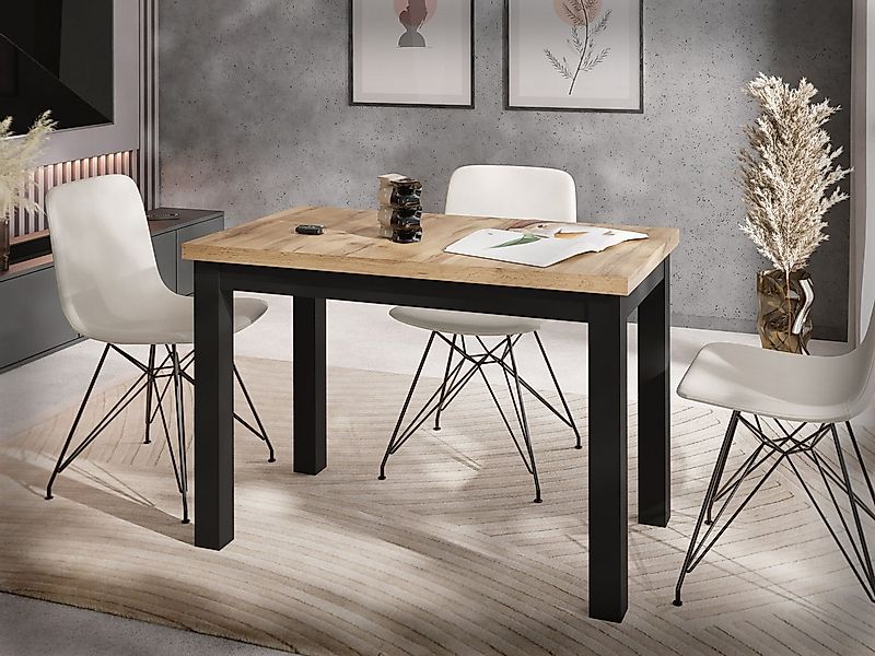 WFL GROUP Esstisch Arden rechteckig platzsparender mit schwarzen Massivholz günstig online kaufen