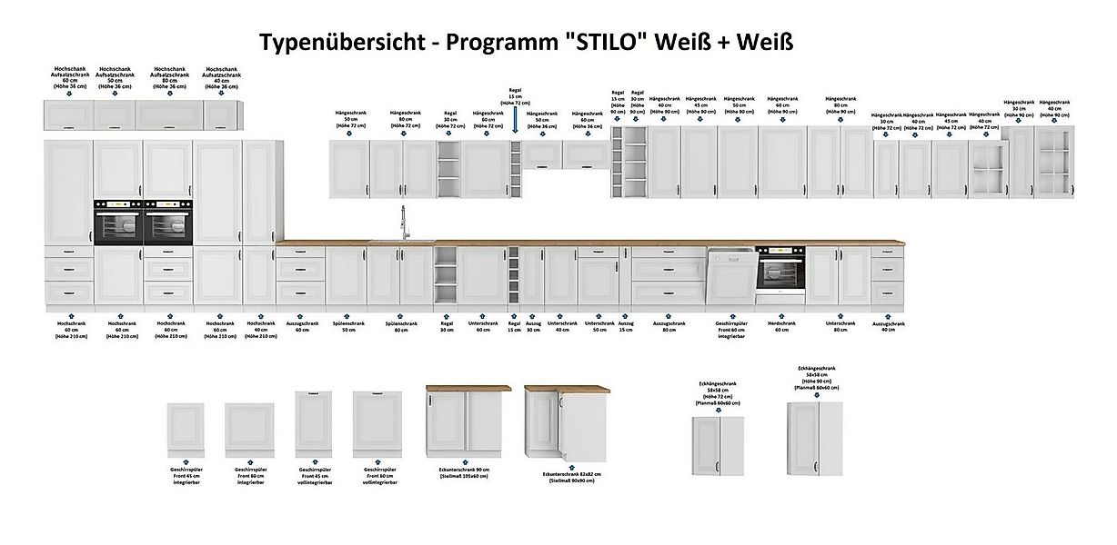 Küchen-Preisbombe Küchenzeile Stilo Weiß 230 + 120 cm Küchenblock Einbauküc günstig online kaufen