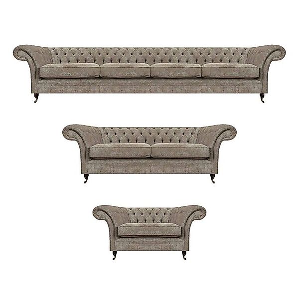Xlmoebel Sofa Chesterfield Hellgraue Polstergarnitur Textilsofas Sitzmöbel, günstig online kaufen