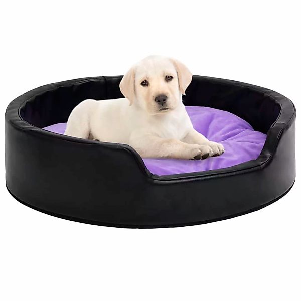 Hundebett Schwarz-violett 99x89x21 Cm Plüsch Und Kunstleder günstig online kaufen