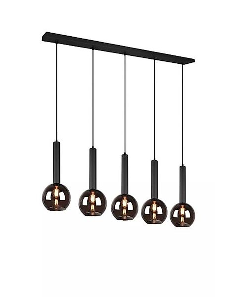 Pendelleuchte 5xE27 Rauchglas 1 Stück Metall Schwarz günstig online kaufen