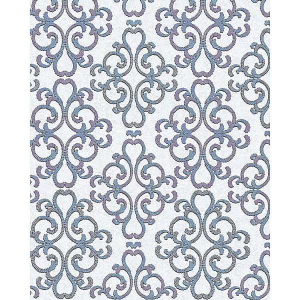 EDEM 85037BR30 Barock Tapete mit metallischen Akzenten Weiß Türkis Lila 0,5 günstig online kaufen