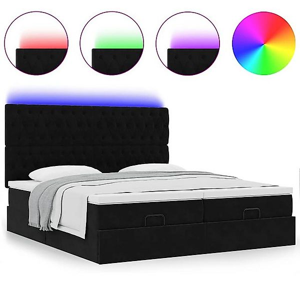 vidaXL Bett Ottoman-Bett mit Matratzen & LEDs Schwarz 180x200 cm Samt günstig online kaufen