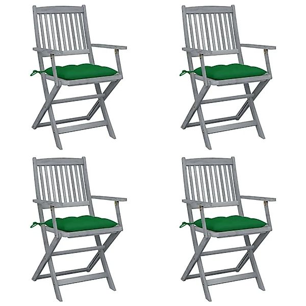 vidaXL Klappbare Gartenstühle 4 Stk mit Kissen Massivholz Akazie 3064529 günstig online kaufen