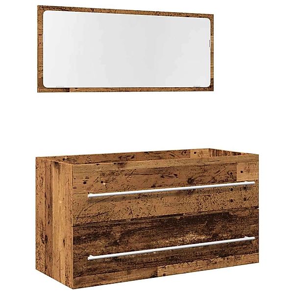 vidaXL 2-Tlg Badmöbel-Set Altholz-Optik Holzwerkstoff 856388 günstig online kaufen