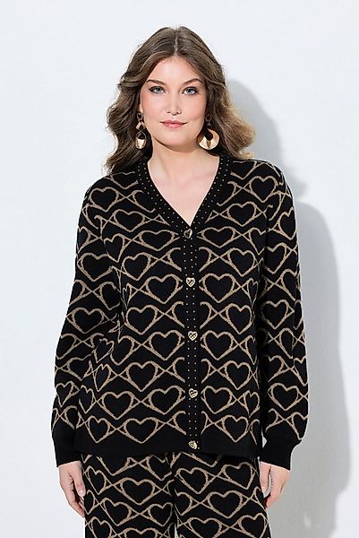 MIAMODA Strickjacke Strickjacke Straight Fit goldenes Herzmuster günstig online kaufen