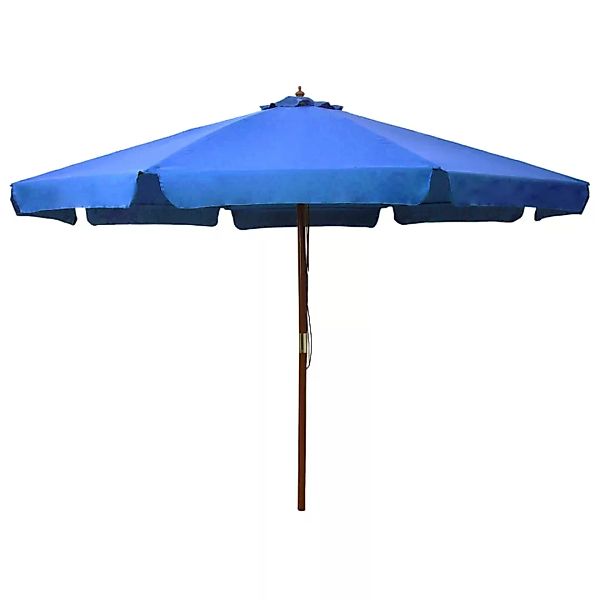 Sonnenschirm Mit Holzmast 330 Cm Azurblau günstig online kaufen