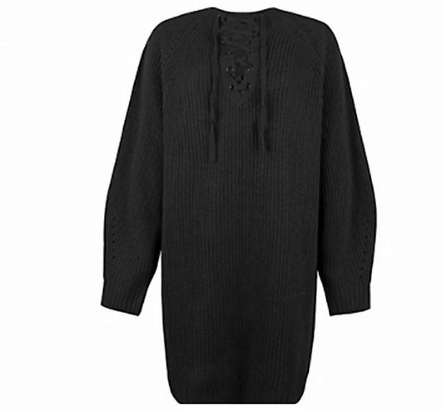 KIKI A-Linien-Kleid Einfarbiger Drizzle-Pullover mit Riemchenmuster günstig online kaufen