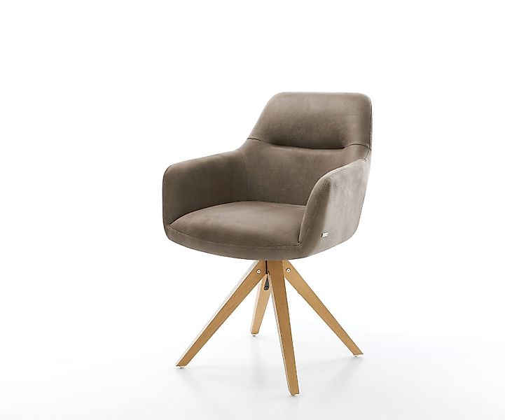 Esszimmerstuhl Pejo-Flex Mikrofaser Taupe Vintage Holzgestell kantig Natur günstig online kaufen