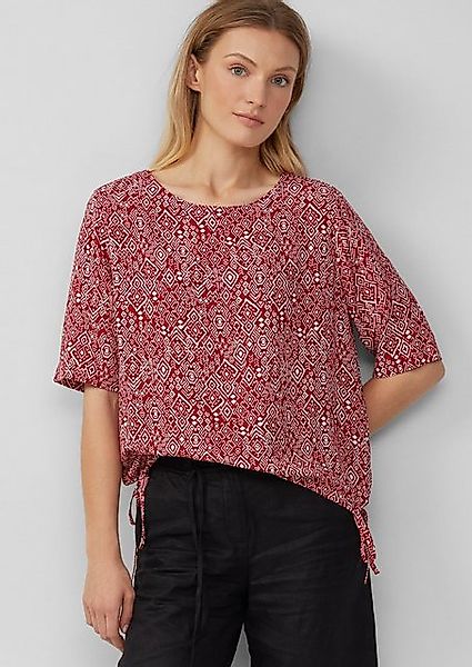 s.Oliver Kurzarmbluse Gemustertes Shirt im O-Shape mit Tunnelzug am Saum günstig online kaufen