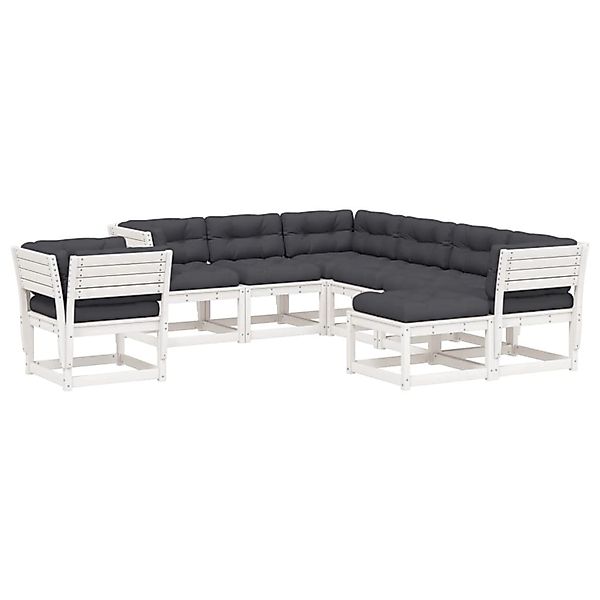 vidaXL 8-Tlg Garten-Lounge-Set mit Kissen Weiß Massivholz Kiefer 3216951 günstig online kaufen