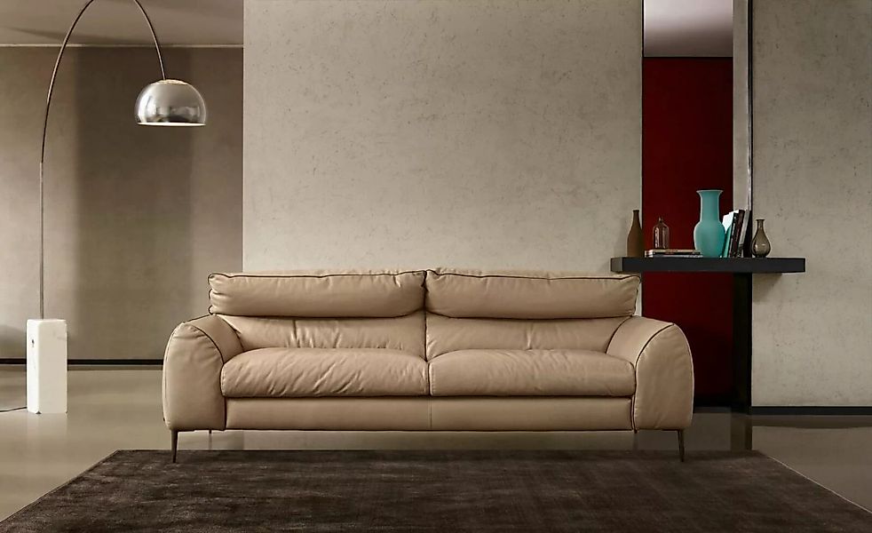 JVmoebel Sofa Wohnzimmer Ledersofa Beige Zweisitzer Design Sofas Polster So günstig online kaufen