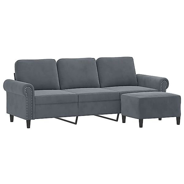 vidaXL 3-Sitzer-Sofa mit Hocker Dunkelgrau 180 cm Samt 3201216 günstig online kaufen