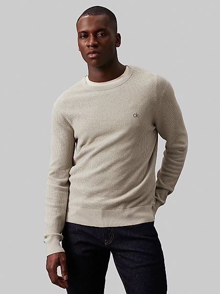 Calvin Klein Rundhalspullover WAFFLE STRUCTURE SWEATER mit Markenlabel günstig online kaufen
