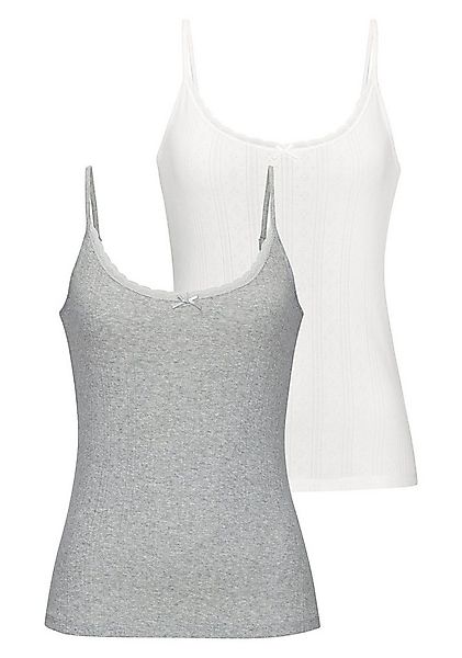 Vivance Spaghettitop (2er-Pack) aus weichem Pointelle-Strick mit Spitze günstig online kaufen