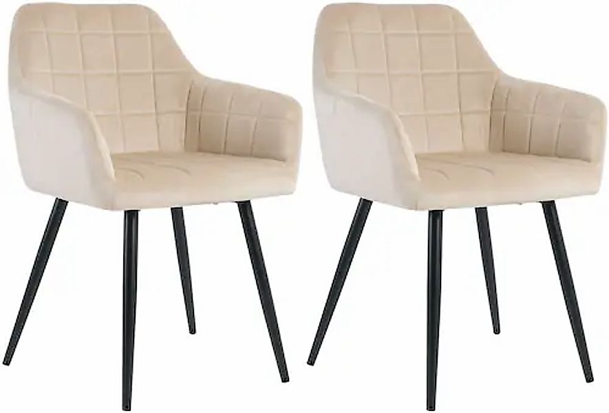 INOSIGN 4-Fußstuhl (Set) 2 Stk. Samt mit Quadratsteppung innen günstig online kaufen