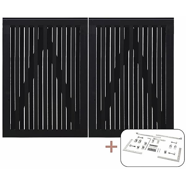 Doppeltor Nagano Nadelholz Schwarz 200 cm x 140 cm günstig online kaufen