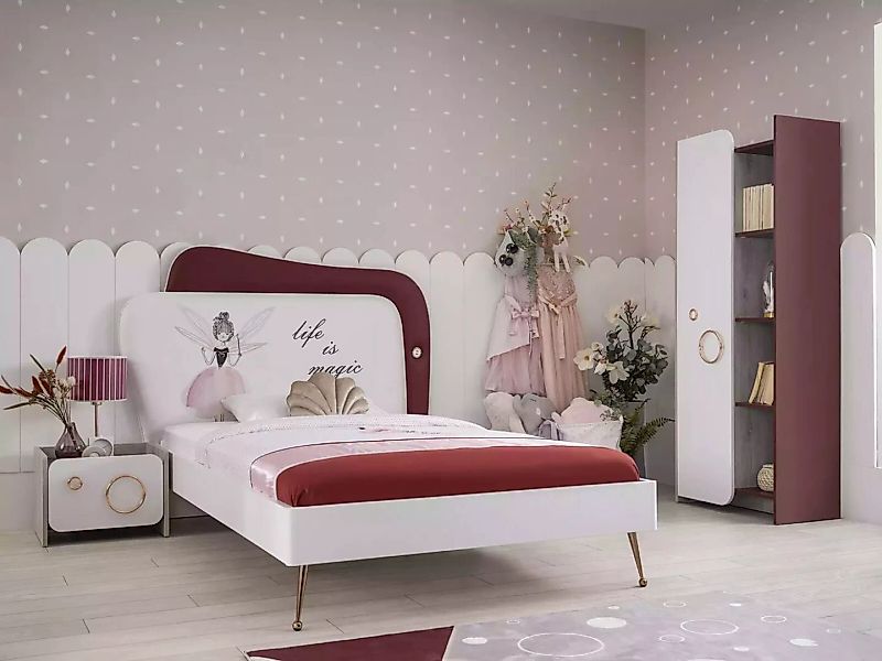 JVmoebel Bett Mädchen Bett Kinder Schlafzimmer Möbel Kinderbett Holzgestell günstig online kaufen