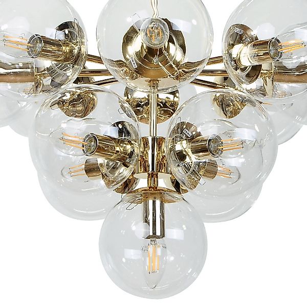 Deckenleuchte Zumba, Glas/Metall, gold/klar, 13-flammig günstig online kaufen