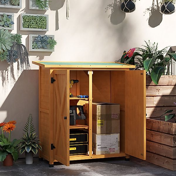 Outsunny Gartenschrank, Geräteschuppen aus Holz, Wetterfest Geräteschrank m günstig online kaufen