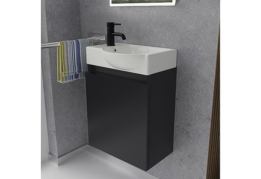 Alpenberger Badmöbel-Set Gäste WC Waschbecken mit Unterschrank - Hängeschra günstig online kaufen