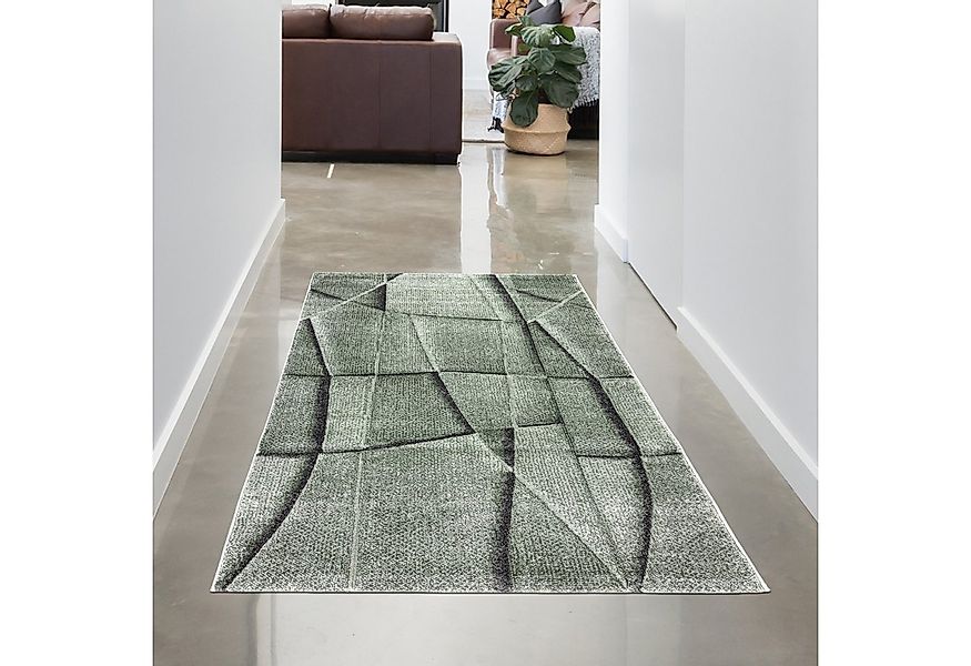 Carpetia Teppich Wohnzimmer Teppich mit geometrischem Muster in grün, recht günstig online kaufen