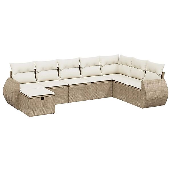 vidaXL 8-Tlg Garten-Sofagarnitur mit Kissen Beige Poly Rattan 3264204 günstig online kaufen