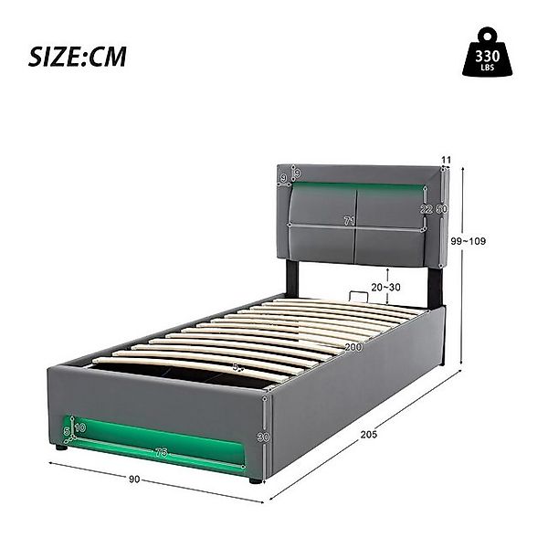HAUSS SPOLE Polsterbett 90x200cm, mit USB-Anschluss, LED-Beleuchtung und St günstig online kaufen