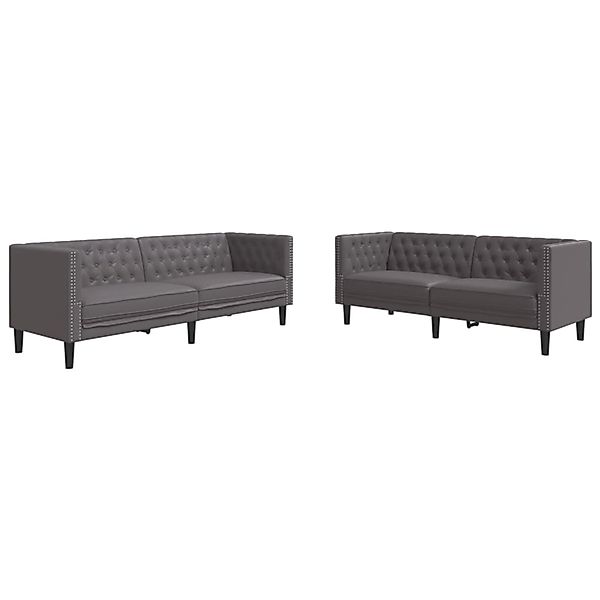 vidaXL 2-Tlg Chesterfield-Sofa-Set Grau Kunstleder 3209277 günstig online kaufen