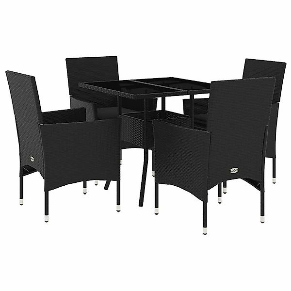 vidaXL 5-Tlg Garten-Essgruppe mit Kissen Schwarz Poly Rattan und Glas 32786 günstig online kaufen