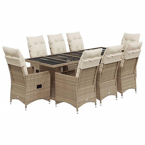 vidaXL 9-Tlg Garten-Bistro-Set mit Kissen Beige Poly Rattan 3277265 günstig online kaufen