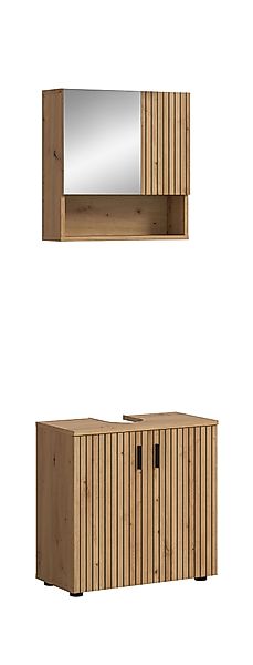 furnling Badmöbel-Set Molu, (2-St., Spiegelschrank, Waschbeckenunterschrank günstig online kaufen