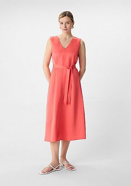 Comma Maxikleid Satiniertes Leinenmix-Kleid in Midilänge günstig online kaufen