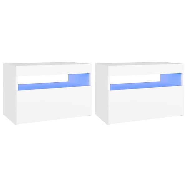 vidaXL Nachttische LED-Leuchten 2 Stk Weiß 60x35x40cm Holzwerkstoff günstig online kaufen