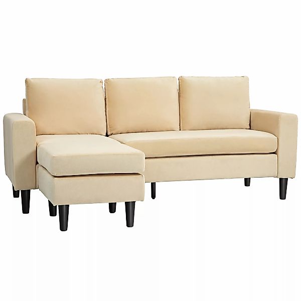 HOMCOM Ecksofa, modulares Sofa, 3-Sitzer mit Hocker und 3 Kissen, Holzfüße, günstig online kaufen