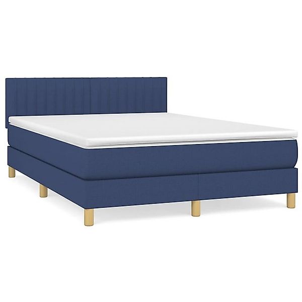 vidaXL Boxspringbett, Boxbett mit Matratze Blau 140x200 cm Stoff günstig online kaufen