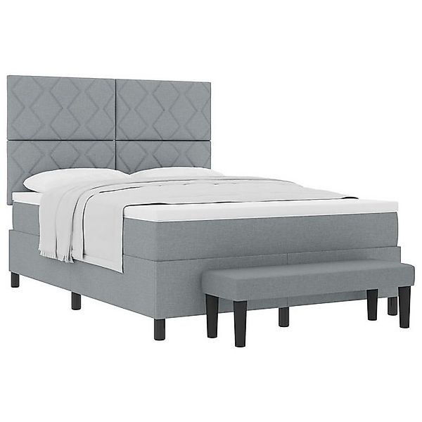 vidaXL Bett Boxspringbett mit Matratze & Bank Hellgrau 160 x 200 cm Stoff ( günstig online kaufen